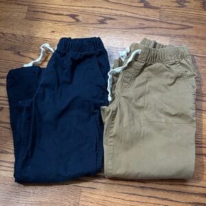 Kids Elastic Waist Pants - Navy and Tan